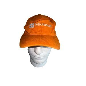 Microsoft Youth Spark Camper Baseball Cap Hat Hook Loop Adjustable Orange